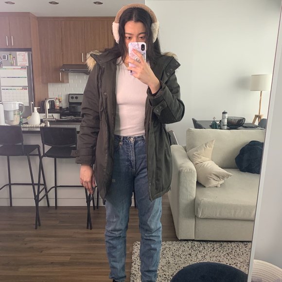 Vero Moda Down Filled Olive Green Parka - Picture 4 of 5